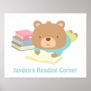 Niedliche Teddy Bar Books Reading Corner Poster