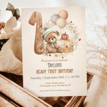Niedliche Teddy Bar Fall Pumpkins Bear 1. Geburtst