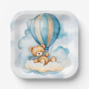 Niedliche Teddy Bär Hot Air Balloons Boy Baby Dusc Pappteller