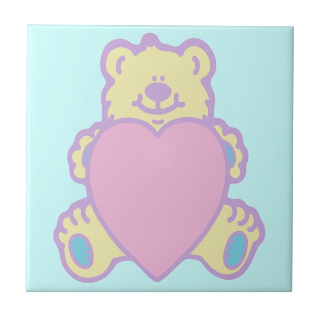 Niedliche Teddy Bär Liebe Herz Fliese (Vorderseite)