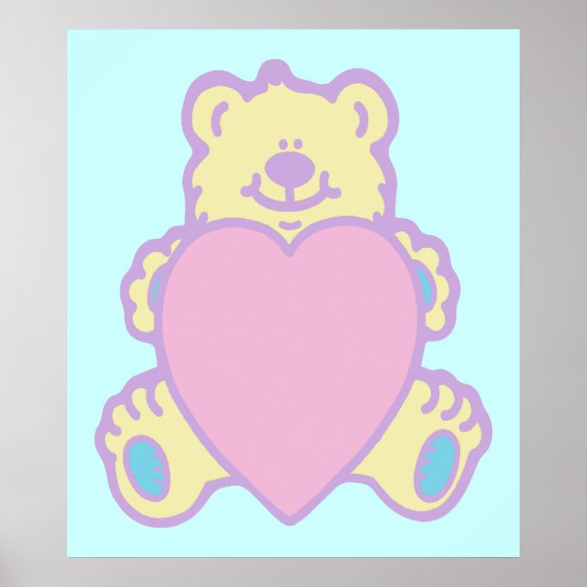 Niedliche Teddy Bär Liebe Herz Poster (Vorne)