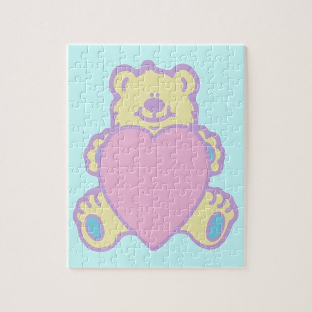 Niedliche Teddy Bär Liebe Herz Puzzle (Vertikal)
