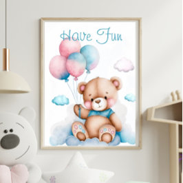 Niedliche Teddy Bären Balloons Tierwerbung Poster