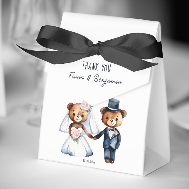 Niedliche Teddy Bären Brautpaare Hochzeit danke Geschenkschachtel (Cute teddy bears bridal couple wedding thank you favor box)