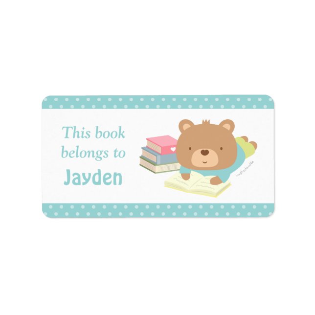 Niedliche Teddy Bären Kids Book Labels Adressaufkleber (Vorne)