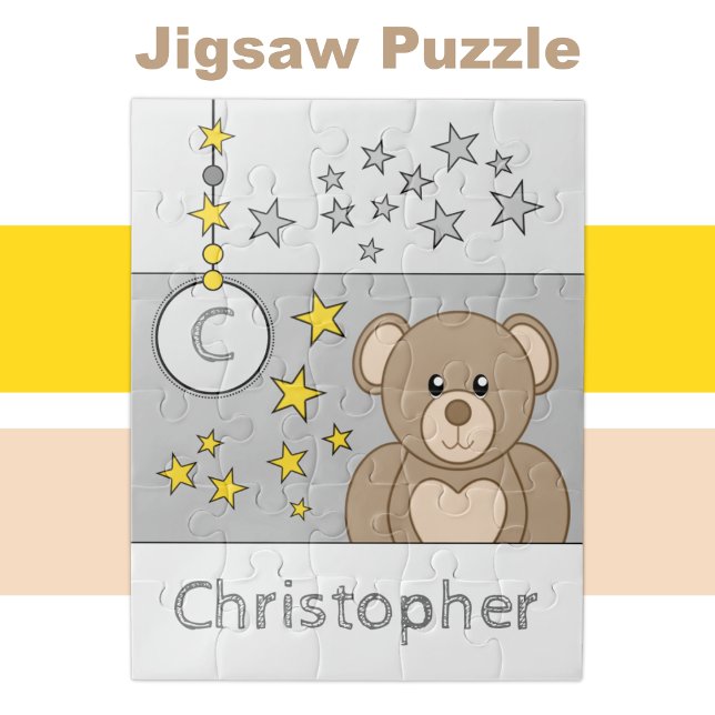 Niedliche Teddy Bären Sterne grau Puzzle (Von Creator hochgeladen)