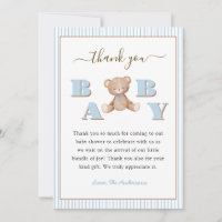 Niedliche Teddy Bear Baby Babydusche Danke Karte