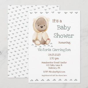 Niedliche Teddy Bear Baby Dusche Einladung