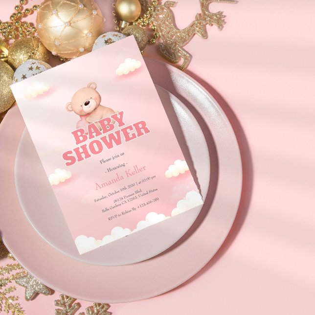 Niedliche Teddy Bear Baby Dusche Einladung (Von Creator hochgeladen)