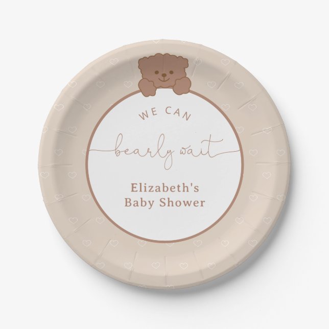 Niedliche Teddy Bear Baby Dusche Pappteller (Vorderseite)