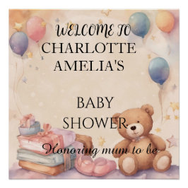 Niedliche Teddy Bear Baby Dusche Poster