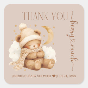 Niedliche Teddy Bear Baby Dusche Vielen Dank Quadratischer Aufkleber