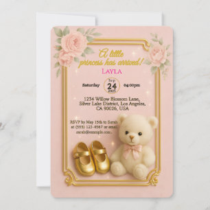 Niedliche Teddy Bear Baby Girl EinladungEinladung  Einladung