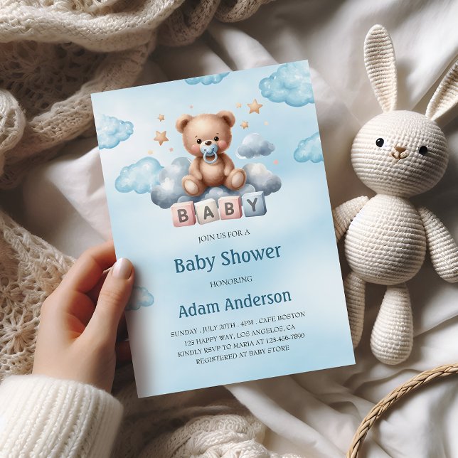Niedliche Teddy Bear Baby Shower Einladung - Baby  (Von Creator hochgeladen)