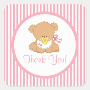 Niedliche Teddy Bear Baby Shower Square Sticker! Quadratischer Aufkleber