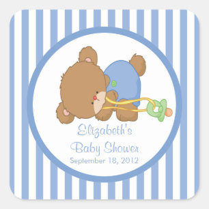 Niedliche Teddy Bear Baby Shower Square Sticker! Quadratischer Aufkleber
