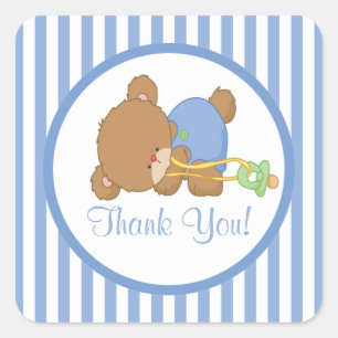 Niedliche Teddy Bear Baby Shower Square Sticker! Quadratischer Aufkleber