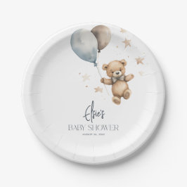 Niedliche Teddy Bear & Balloons Boy Baby Dusche Pappteller