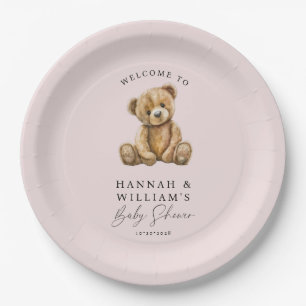 Niedliche Teddy Bear Blush Pink Girl Babydusche Pappteller