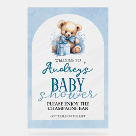 Niedliche Teddy Bear Boy Baby Dusche Acrylschild