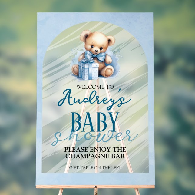 Niedliche Teddy Bear Boy Baby Dusche Acrylschild (Neutral)