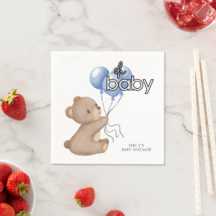 Niedliche Teddy Bear Holding Balloons Babydusche Serviette