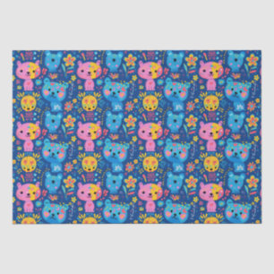 Niedliche Teddy Bear Illustration Blue Kids Seidenpapier