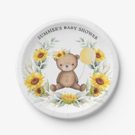Niedliche Teddy Bear Sonnenblume Babydusche 1. Geb Pappteller