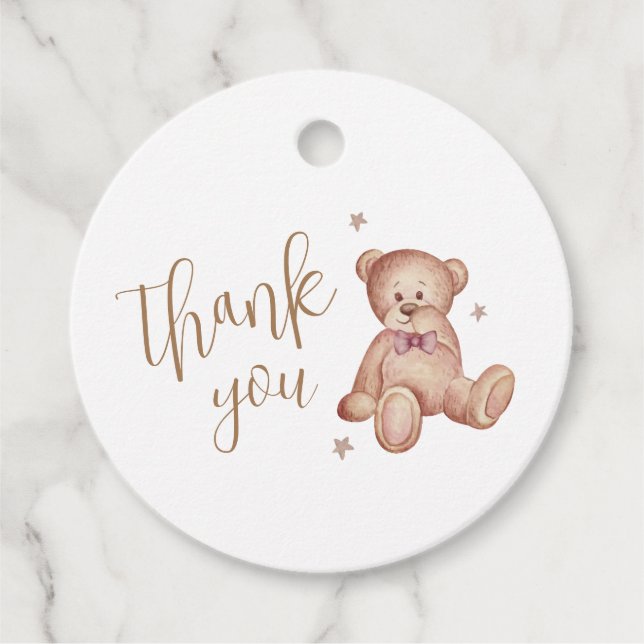 Niedliche Teddy Bear Star Babydusche Vielen Dank Geschenkanhänger (Vorderseite)