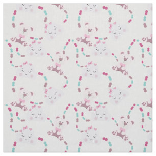 Niedliche Teddy Bears and Clouds Baby Girl Pattern Stoff