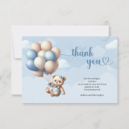 Niedliche Teddyballons in Aquarellblau und Braun Dankeskarte