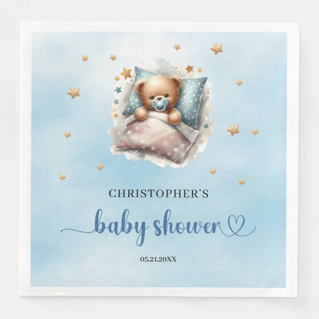 Niedliche Teddybär Babydusche Serviette (Vorderseite)