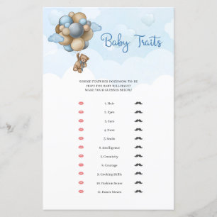 Niedliche Teddybär blaubeige Ballons Baby Tracks