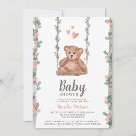 Niedliche Teddybär Blumendusche Einladung