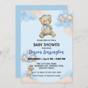 Niedliche Teddybär Gradientenballon Babydusche Einladung