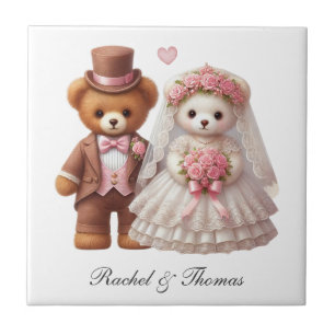 Niedliche Teddybär-Hochzeit Fliese