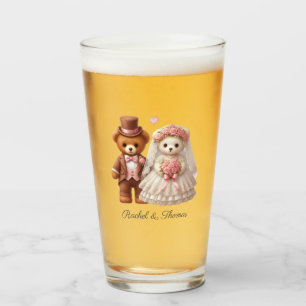 Niedliche Teddybär-Hochzeit Glas