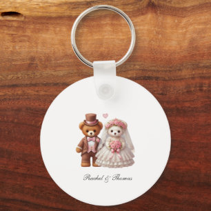 Niedliche Teddybär-Hochzeit Schlüsselanhänger