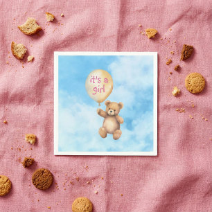 Niedliche Teddybär schwimmende Ballon Mädchen Dusc Serviette