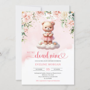 Niedliche Teddybär-Wolke neun Mädchen-Dusche einla Einladung