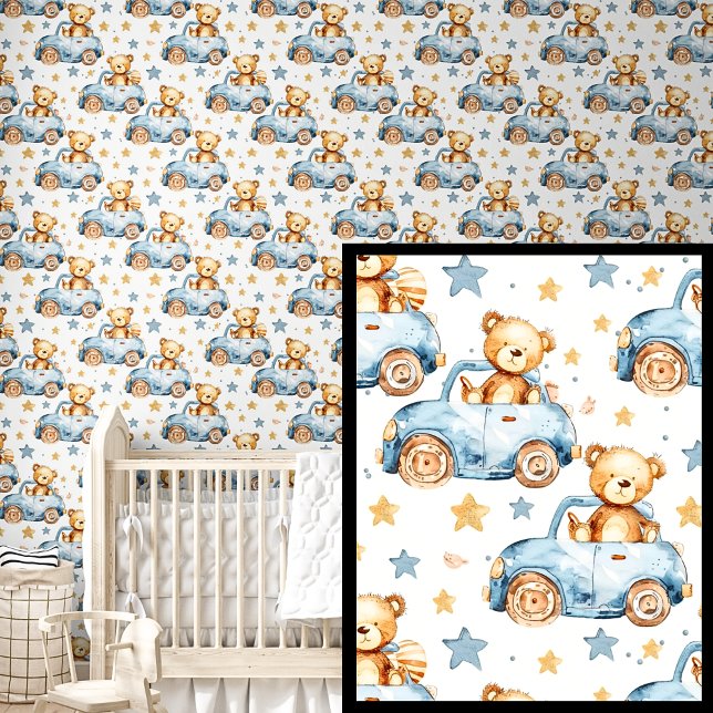 Niedliche Teddybären in blauen Autos Tapete (Von Creator hochgeladen)