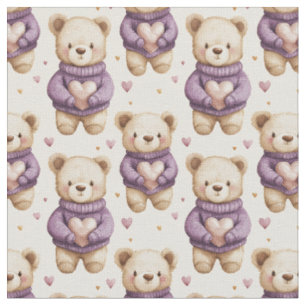 Niedliche Teddybären in Lila Sweatern Stoff