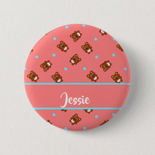 Niedliche Teddybären in Rosa Button