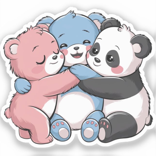 Niedliche Teddybären mit Panda Aufkleber (Vorderseite)