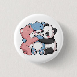 Niedliche Teddybären mit Panda Button