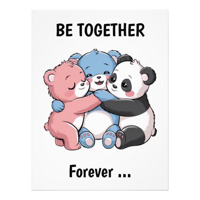 Niedliche Teddybären mit Panda Fotodruck (Vorne)