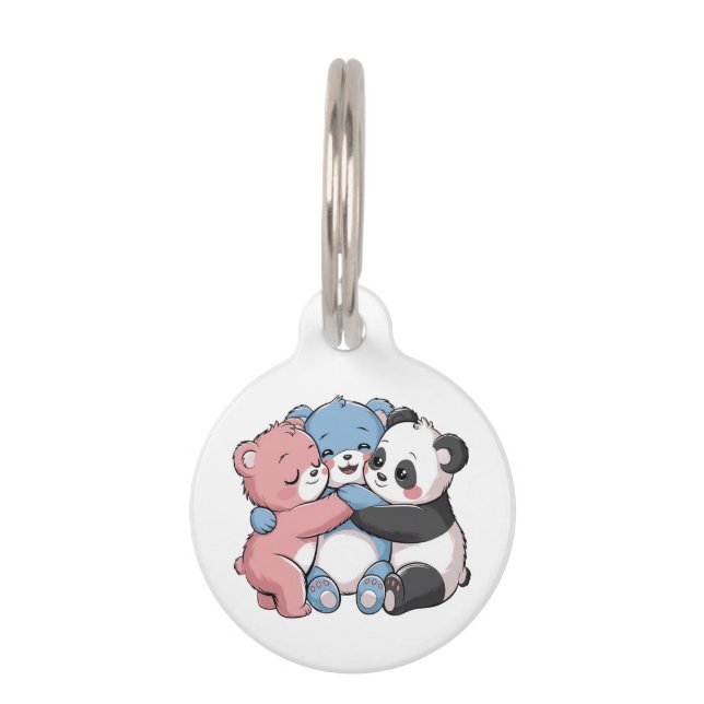 Niedliche Teddybären mit Panda Haustiermarke (Vorderseite)