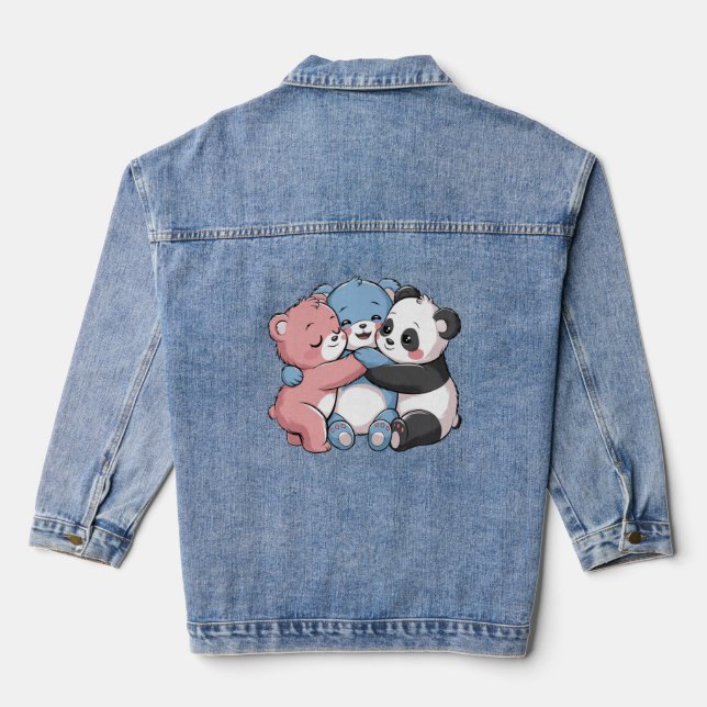 Niedliche Teddybären mit Panda Jeansjacke (Rückseite)