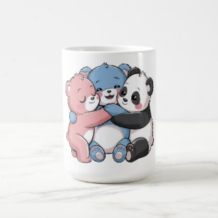 Niedliche Teddybären mit Panda Kaffeetasse