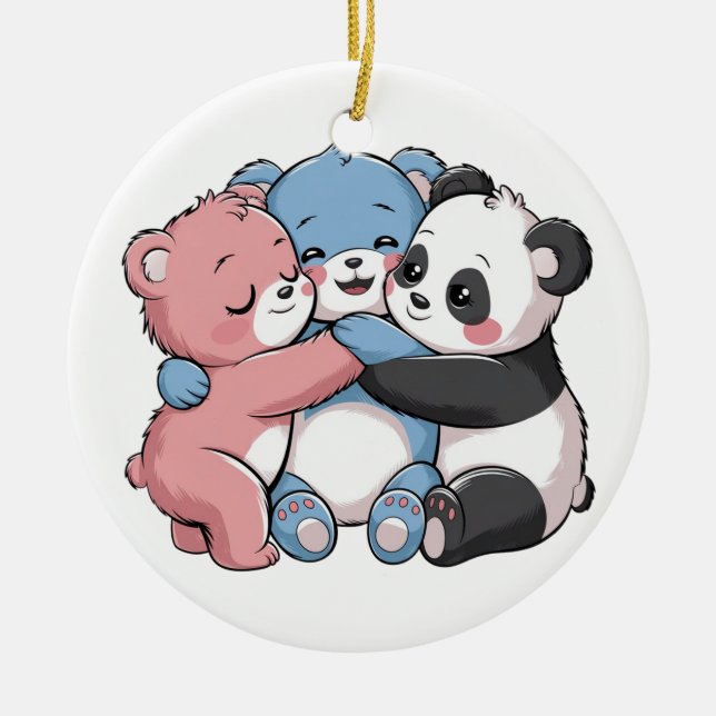 Niedliche Teddybären mit Panda Keramik Ornament (Vorne)